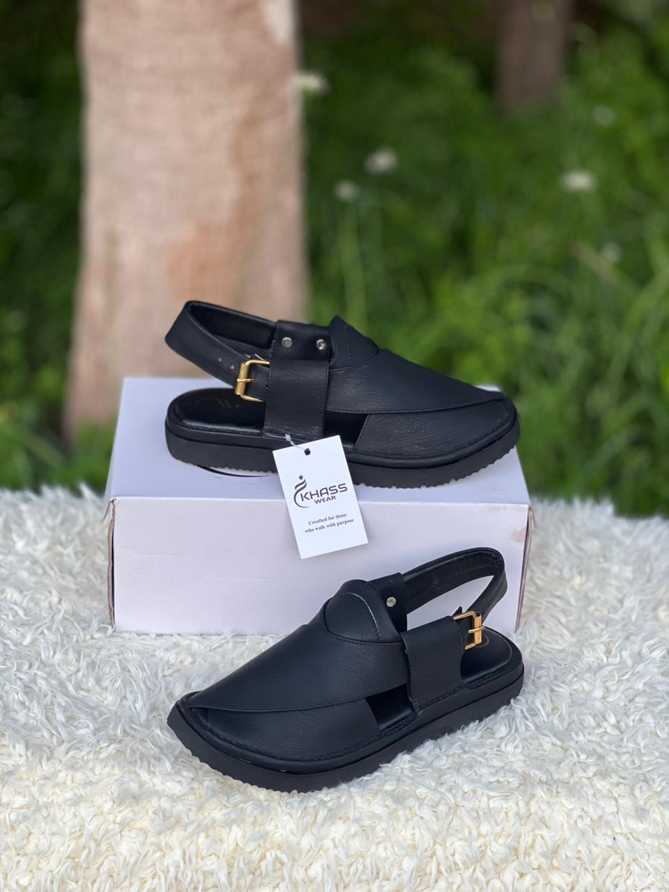 Goga Black Skecher Sole Light Weight Peshwari  Chappal
