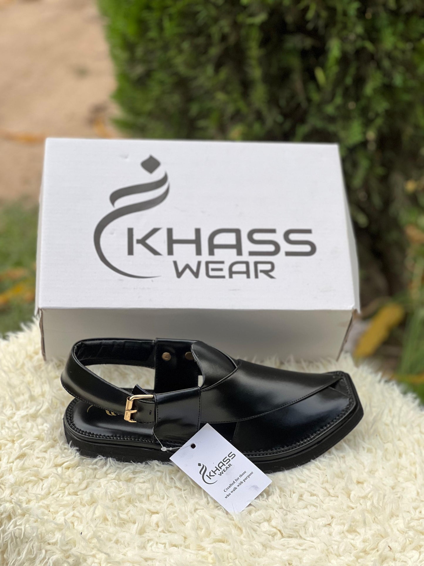 KHASS Noir Black Shine Soft Peshawari Chappal