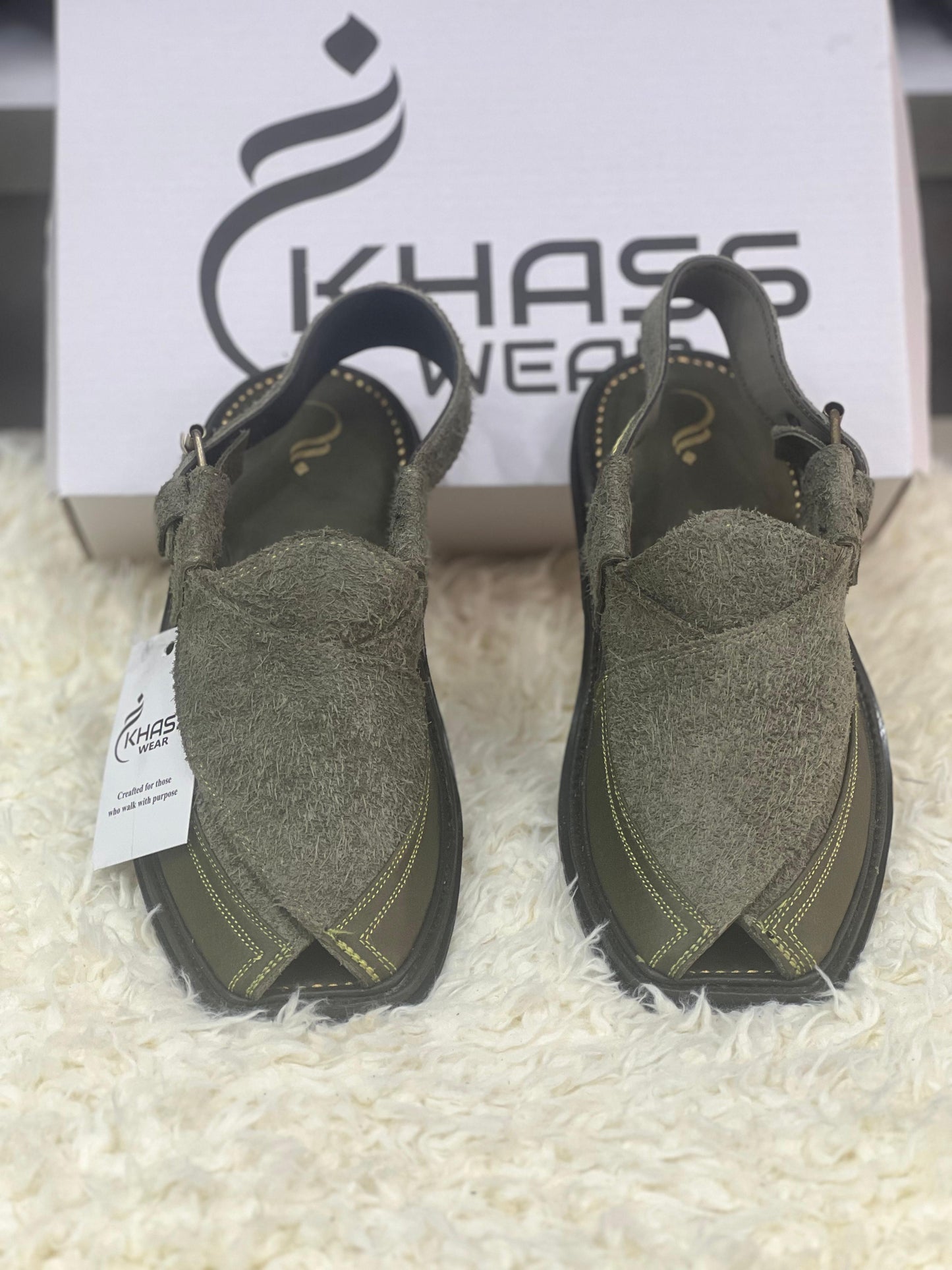 Green suede signature