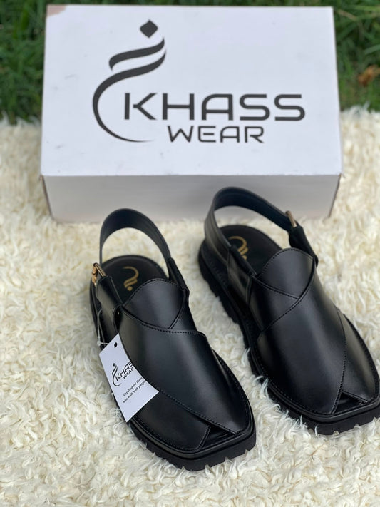 Khass Shadow Black Peshawari Chappal
