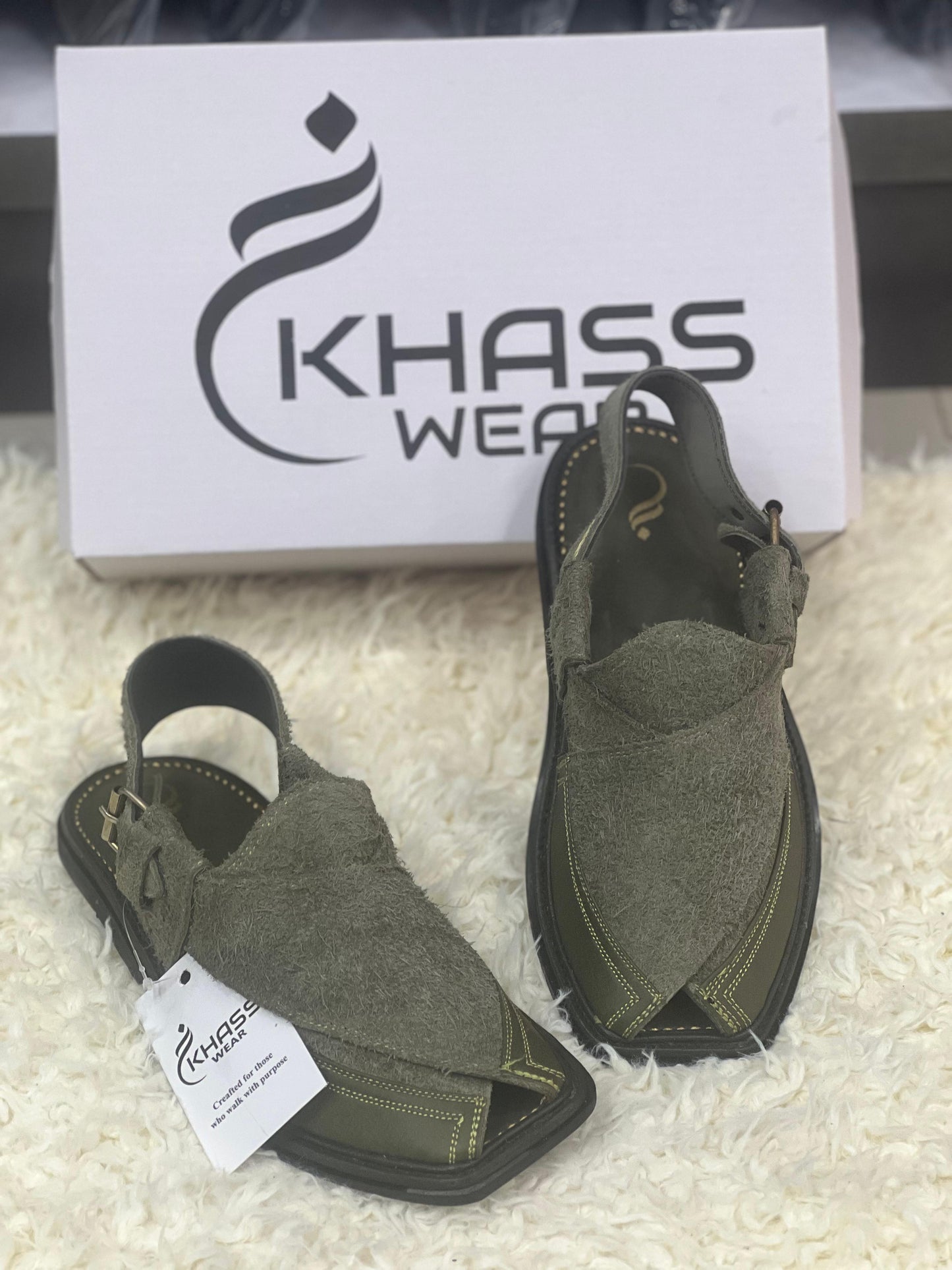 Green suede signature