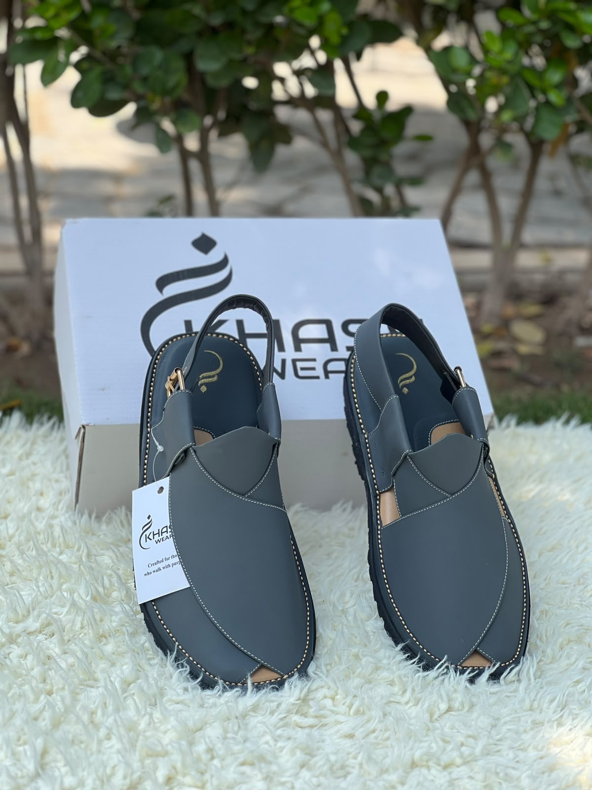 Slate Grey Artisan Handcrafted Peshawari Chappal
