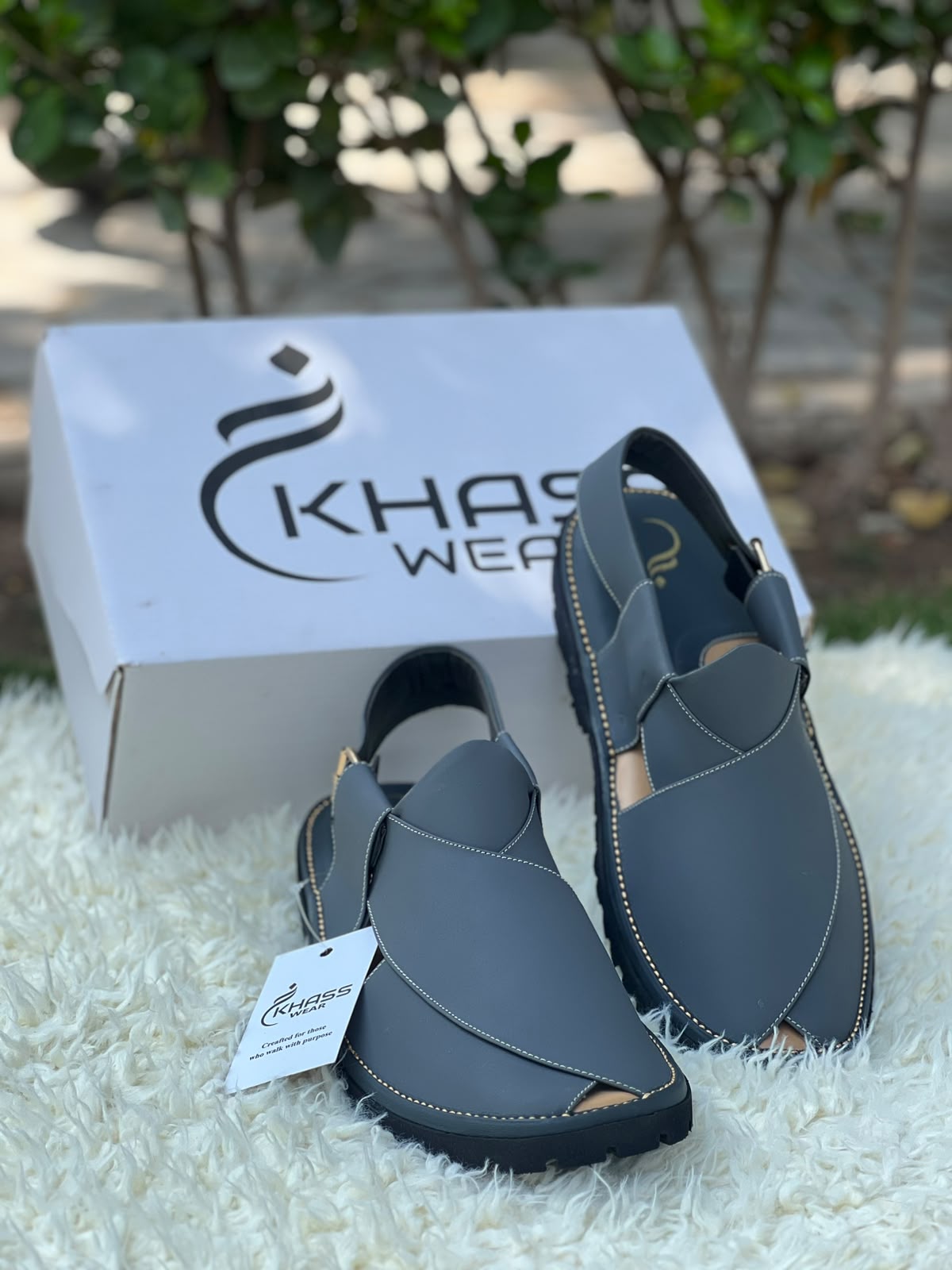 Slate Grey Artisan Handcrafted Peshawari Chappal