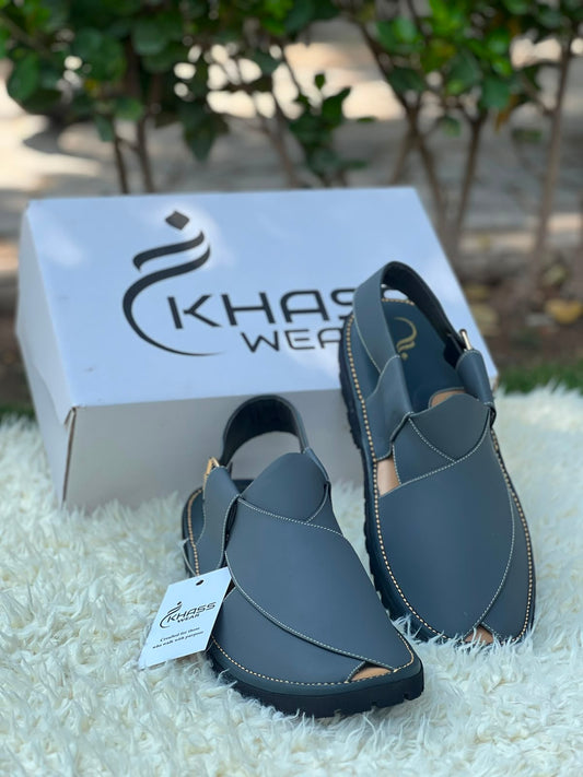Slate Grey Artisan Handcrafted Peshawari Chappal