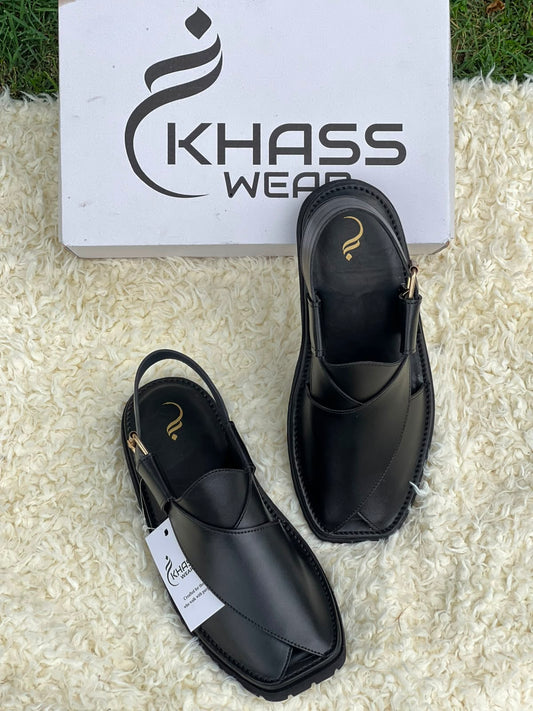 Khass Shadow Black Peshawari Chappal