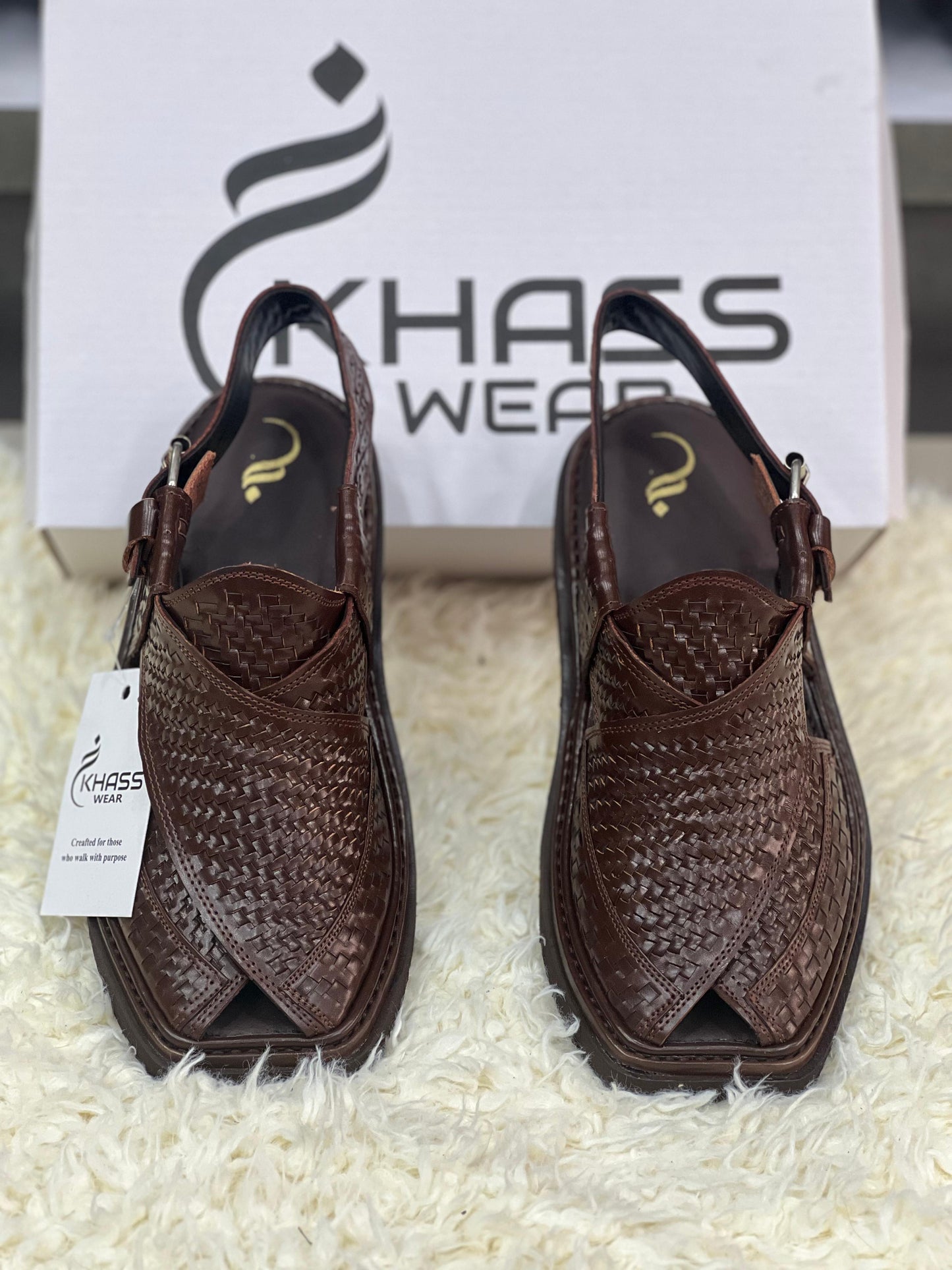 Air woven kaptaan brown signature